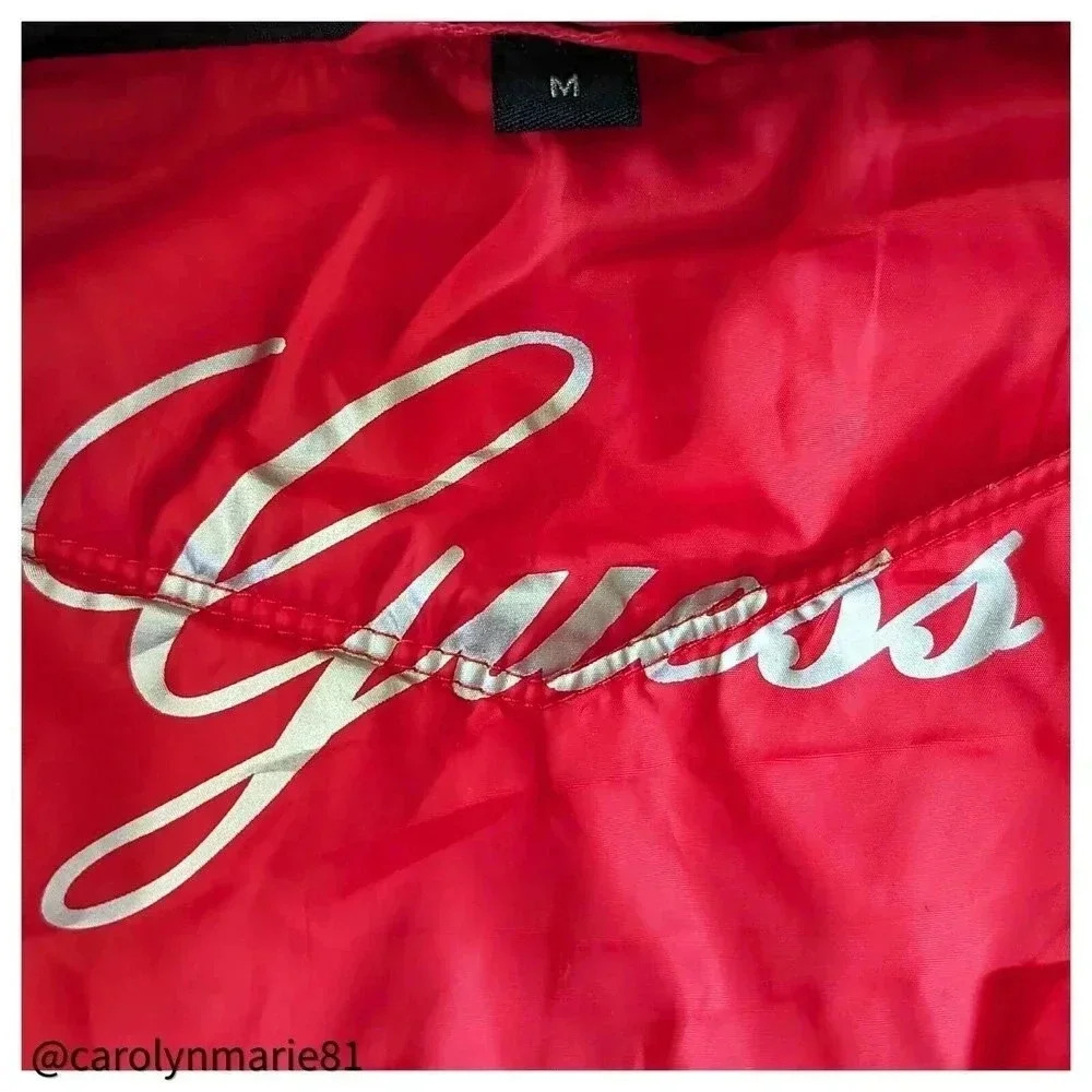 GUESS Women's Red Packable Quilted Puffer Jacket Size M Full Zip - Picture 7 of 11